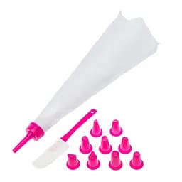 Набор кондитерский (шпатель, мешок силиконовый многоразовый и 9 насадок), Kitchen Master Розовый 86327