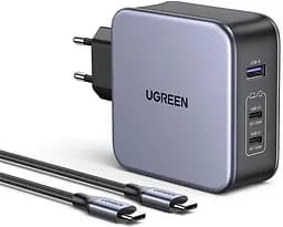 Зарядний комплект блок і кабель 3 порти USB (2хUSB-C+USB-A) Ugreen CD289 140W Gan (90549) - мініатюра 5