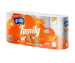 Туалетний папір Grite Family, 8 рул., Грите Фемілі, 3-х шаровий - мініатюра 2