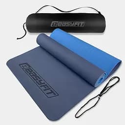 Коврик для йоги и фитнеса TPE+TC 6 мм двухслойный + Чехол синий с голубым EasyFit fit0025089