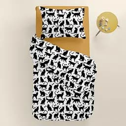 Дитяча постільна білизна в ліжечко CATS CS18, чорний (CatsPawsBlackWhite_Mustard110x160_140) - мініатюра 2
