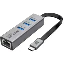 Концентратор Promate USB Hub 4 ports (gigahub-c.grey) (gigahub-c.grey)