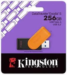 Флеш накопичувач USB 256Gb DataTraveler Exodia S, Black/Orange Kingston teh0021079 - мініатюра 3