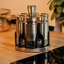 Набір ємностей для спецій на підставці 6 баночки по 120 мл, хром TS Kitchen HP1326 - мініатюра 9