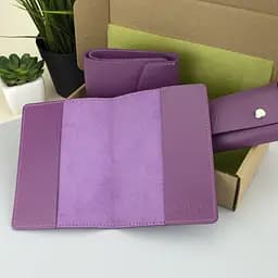 Подарунковий жіночий набір Handycover №54 (фіолетовий) гаманець + ключниця + обкладинка на паспорт - мініатюра 3