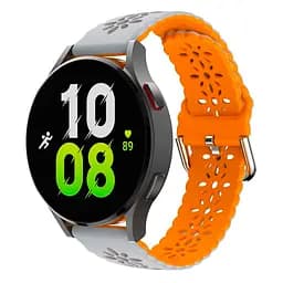 Ремінець для Samsung Galaxy Watch Active 40mm - сіро-жовтогарячий ширина кріплення 20мм силікон Watchbands Flower (W38-6WB92569936) - мініатюра 2