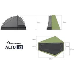 Намет Sea to Summit Alto TR1 Mesh Inner Sil/PeU Fly NFR Зелений (1033-STS ATS2039-01160410) - мініатюра 15