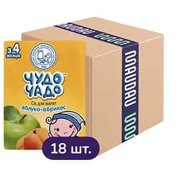 Упаковка сока Чудо-Чадо Яблочно-абрикосовый с мякотью 3.6 л (200 мл х 18 шт.)