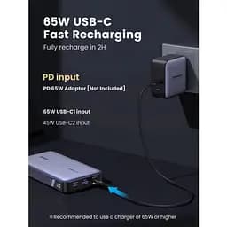 Зовнішній акумулятор Ugreen PB720 20000mAh 100W Two-way FC (25188) сірий - мініатюра 6