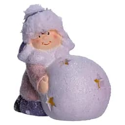 Новорічна фігурка з підсвіткою Дівчинка зі сніговою кулею з порцеляни 11×7×12 см Yiwu CR-5-10