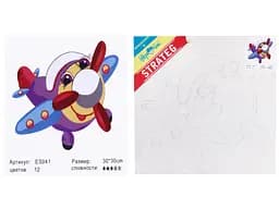 Набор для росписи по номерам Веселый самолетик, Strateg, 30x30 см, ES041