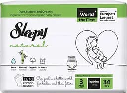 Підгузки дитячі Sleepy Natural midi 3 (4-9 кг) 34 шт. натуральні дихаючі