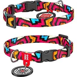 Нашийник для собак Waudog Nylon нейлоновий з QR паспортом, малюнок Графіті, пластиковий фастекс, XS, Ш 10 мм, Дов 20-30 см