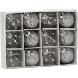 Комплект ялинкових кульок Chomik скляні-дзеркальні срібно-прозорі 12 шт. (BOZ4341)