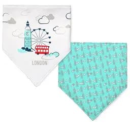 Нагрудник - платок BabyOno Лондон, белый с бирюзовым (879/08)