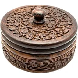 Шкатулка круглая розовое дерево 15.3х9 см