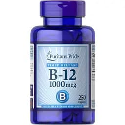 Ціанокобаламін Puritan's Pride Vitamin B-12 1000 mcg Timed Release, 250 каплет для клітинного здоров’я
