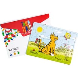 Пазли для дітей Така Мака Така Пазл 3 в 1 Котик червоні 28 елементів (200001-UA)