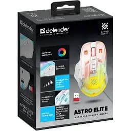 Комп'ютерна мишка Defender Astro Elite GM-056 бездротова ігрова 3200dpi. 7кн. 500 mAh біла (52056)