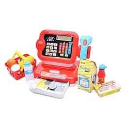Детский игровой кассовый аппарат 6178F калькулятор, сканер, звук, свет, корзина