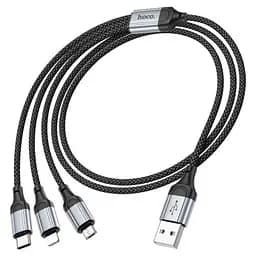 Кабель Hoco X102 Fresh 3 в 1 charging data cable (iP + Micro + Type-C) 1 м чорний