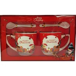 Набор Gee! Новогодние кружки 300 мл ложечки по 2 шт. в коробке красный kr-2025-8 (2414782357)