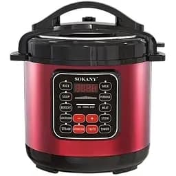 Мультиварка електрична на 5 л потужністю 1000 Вт. Sokany SK-2402 Червона Скороварка на 10 програм