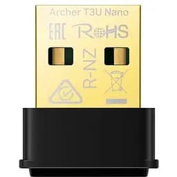 Сетевой адаптер USB TP-Link Archer T3U Nano черный 5 ГГц / 2,4 ГГц AC1300 867 / 400 Мбит/с USB 2.0 миниатюрный размер