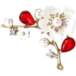 Брошь Цветок сливы красный