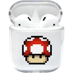 Прозорий силіконовий чохол Apple AirPods - Піксельний гриб (KAP1174)