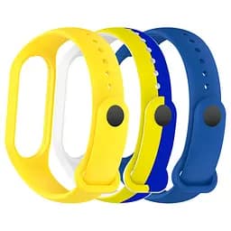 Комплект силіконових ремінців для фітнес браслетів Xiaomi Mi Band 3/4, Silicone, blue-yellow, зі зручною застібкою, на фітнес трекер та смарт годинник, ArmorStandart (ARM87025)