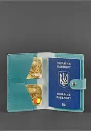 Шкіряна обкладинка для паспорта 3.0 бірюзова - мініатюра 3