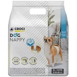 Суперпоглинаючий підгузок-пов'язка для кобелів Croci Dog Nappy з еластичною стрічкою S обхват 30-40 см 12 шт.