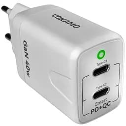Зарядний пристрій Vokamo 2хType-C Spow GaN 40W