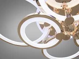 Стельова LED-люстра Diasha 8022/6G 135W, 6 кілець, 3 кольори світла, Ø58×81 см, диммер, пульт - мініатюра 5