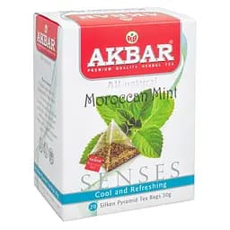 Чай травяной Akbar Moroccan Mint из мяты с цедрой апельсина в пирамидках 30 г (20 шт. х 1.5 г) (5014176014254)