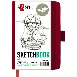 Скетчбук  Santi  для графіки 10×15 см 100 аркушів сливовий (743359)