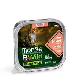 Паштет MONGE BWILD WET CAT Adult Беззерновий з лососем та овочами для дорослих кішок 100 гр