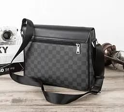 Сумка чоловіча через плече планшет велика чорна стильна (1429) - мініатюра 2