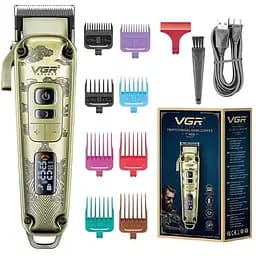 Аккумуляторный триммер VGR V-005 машинка для стрижки волос бороды и усов со сменными насадками 1,5-19 мм Золото