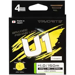 Шнур Favorite U1 PE 4x 150 м (light green) 0.4/0.108 мм 5 lb/2.4 кг - мініатюра 2