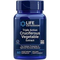 Комплекс екстрактів Life Extension Triple Action Cruciferous Vegetable Extract, 60 вегакапсул для підтримки рівня гормонів