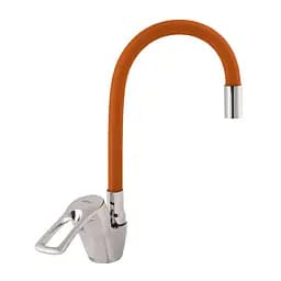 Змішувач для кухні Zerix YUB 181 з помаранчевим гнучким виливом ZX0434 Хром