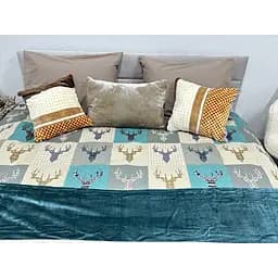 Комплект постільної білизни Ecotton Євро 29345-3 Оленi на зеленому (24285) - мініатюра 2