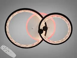 LED люстра с пультом, диммером и цветной подсветкой, 55W, черная