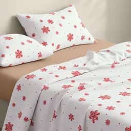 Дитяча постільна білизна фланель Cosas SNOWFLAKES BERRY CS2 110х140см (Flannel_SnowflakesBerry_El80-12Caramel_140) - мініатюра 2