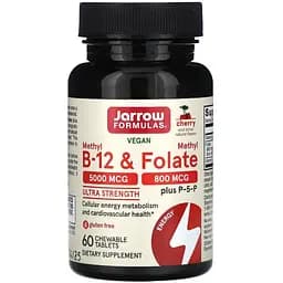 Метилфолат і метил B-12 Jarrow Formulas вишня 60 льодяників