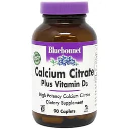 Вітаміни та мінерали Bluebonnet Nutrition Calcium Citrate plus Vitamin D3, 90 каплет