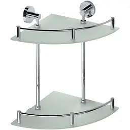 Полка Bemeta Omega стеклянная 355x390 мм угловая двойная с бортиком 104202142, Белый