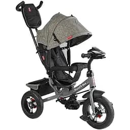 Триколісний велосипед Best Trike 3390-35-723 з надувними колесами фарою USB та пультом сірий